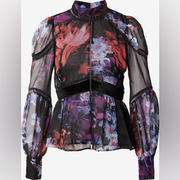 NWT Ted Baker Neeveh Floral Mock Neck Blouse – Size 1 (Fits US 2–4) - Picture 5 of 6